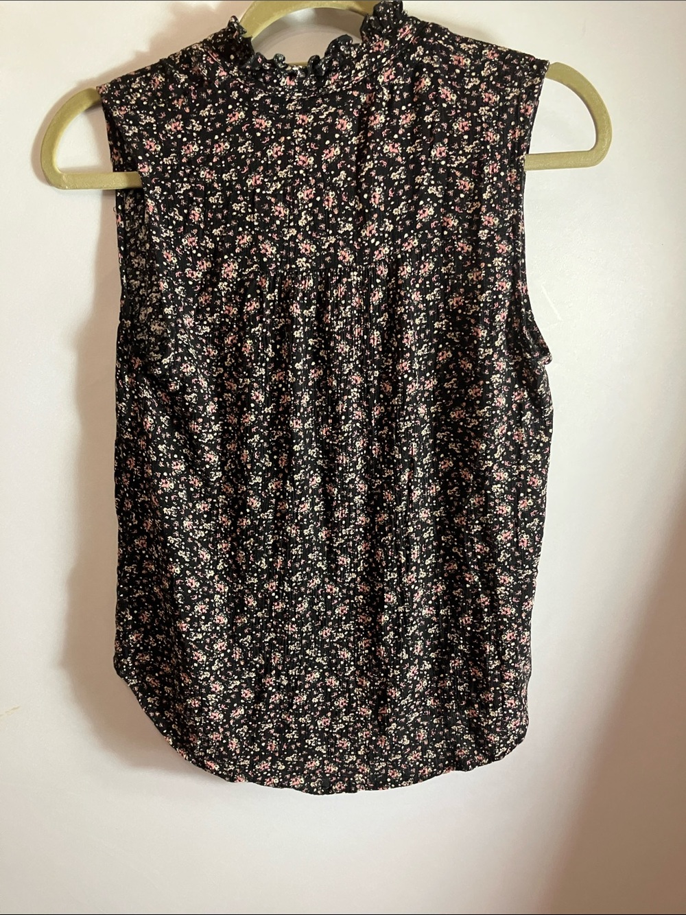 Self Esteem Black Sleeveless V-Neck Blouse with Pink Floral Print - Picture 8 of 9